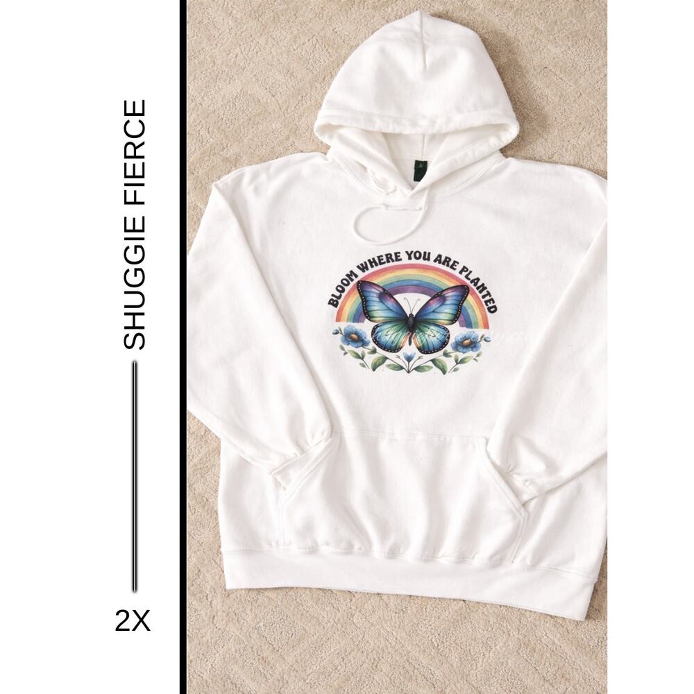 ✨ Shuggie Fierce Upcycled Bloom Where You Are Planted Hoodie Size 2X ✨QUICK SHIP